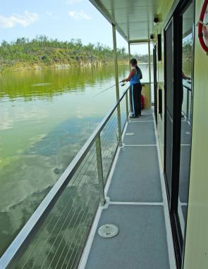 Safety rails are a feature of the houseboat that's sure to please parents with small children. 